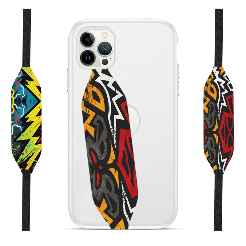 Abstract Racing Stripes With Grey Red And White Blue loopy case strap - Switch Bands