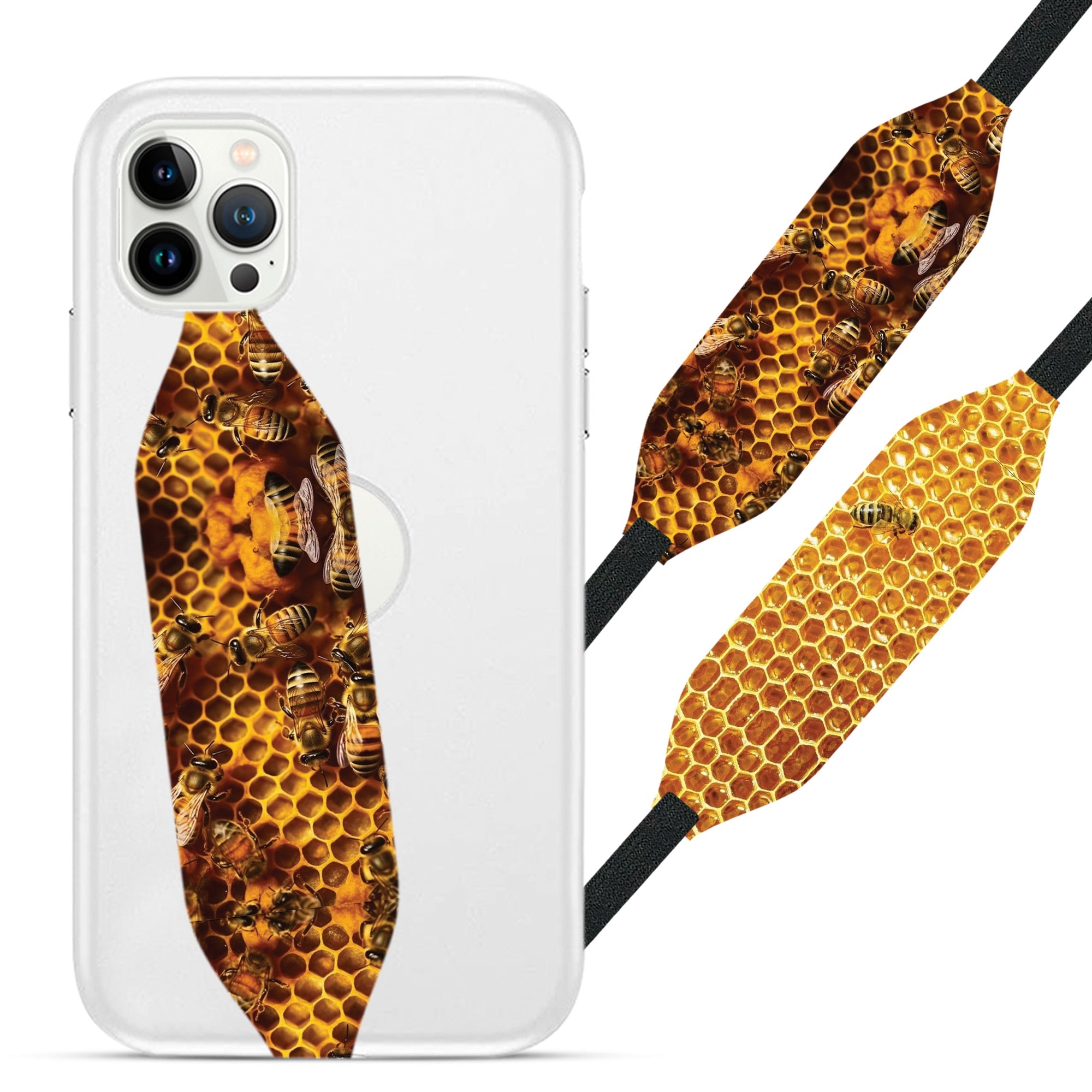 Universal Phone Grip Strap - Bees Pattern