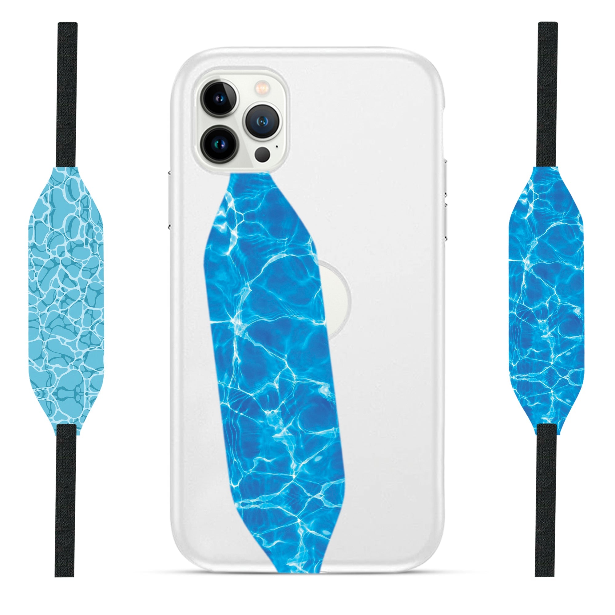 Universal Phone Grip Strap - Aqua Blooms