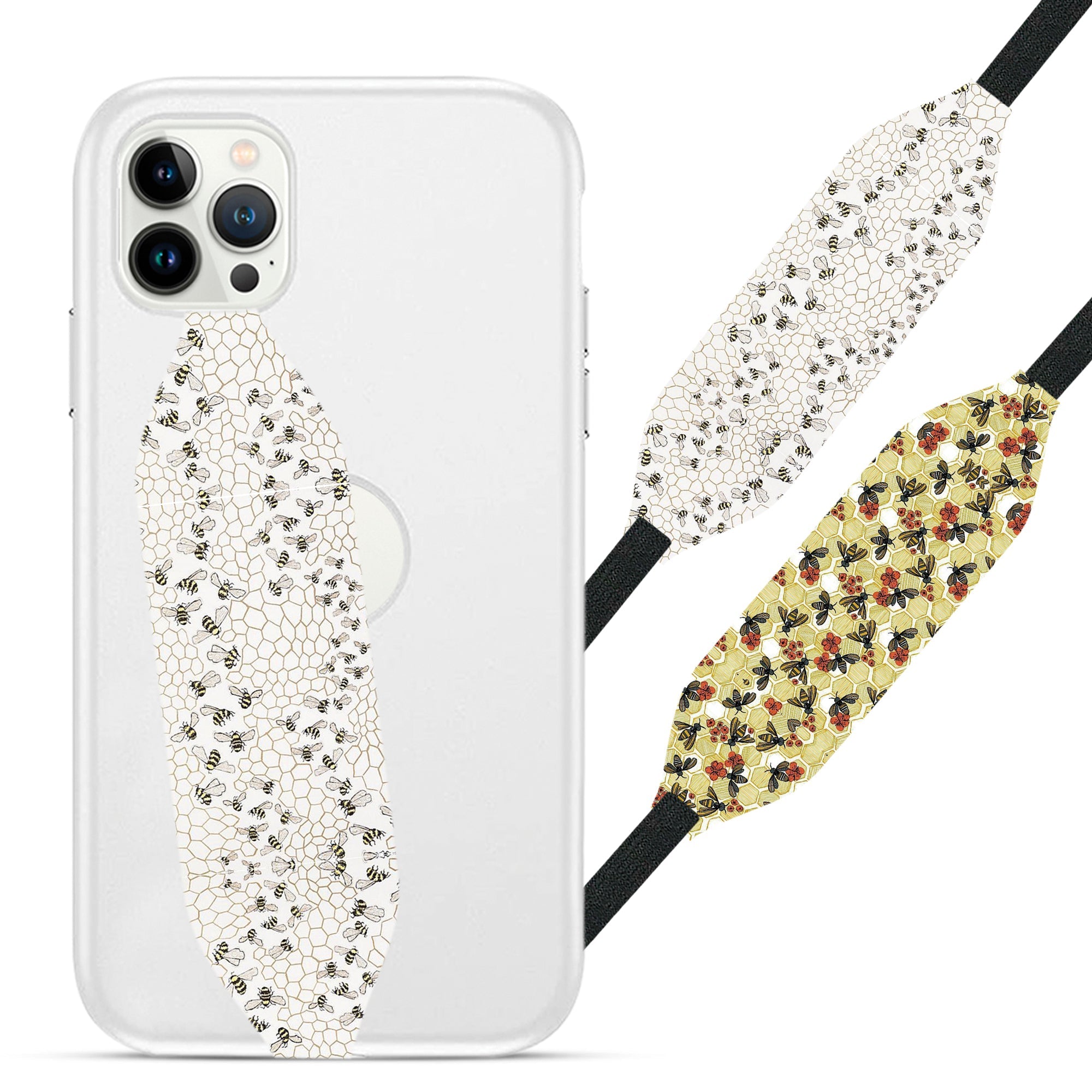 Universal Phone Grip Strap - Bees Pattern