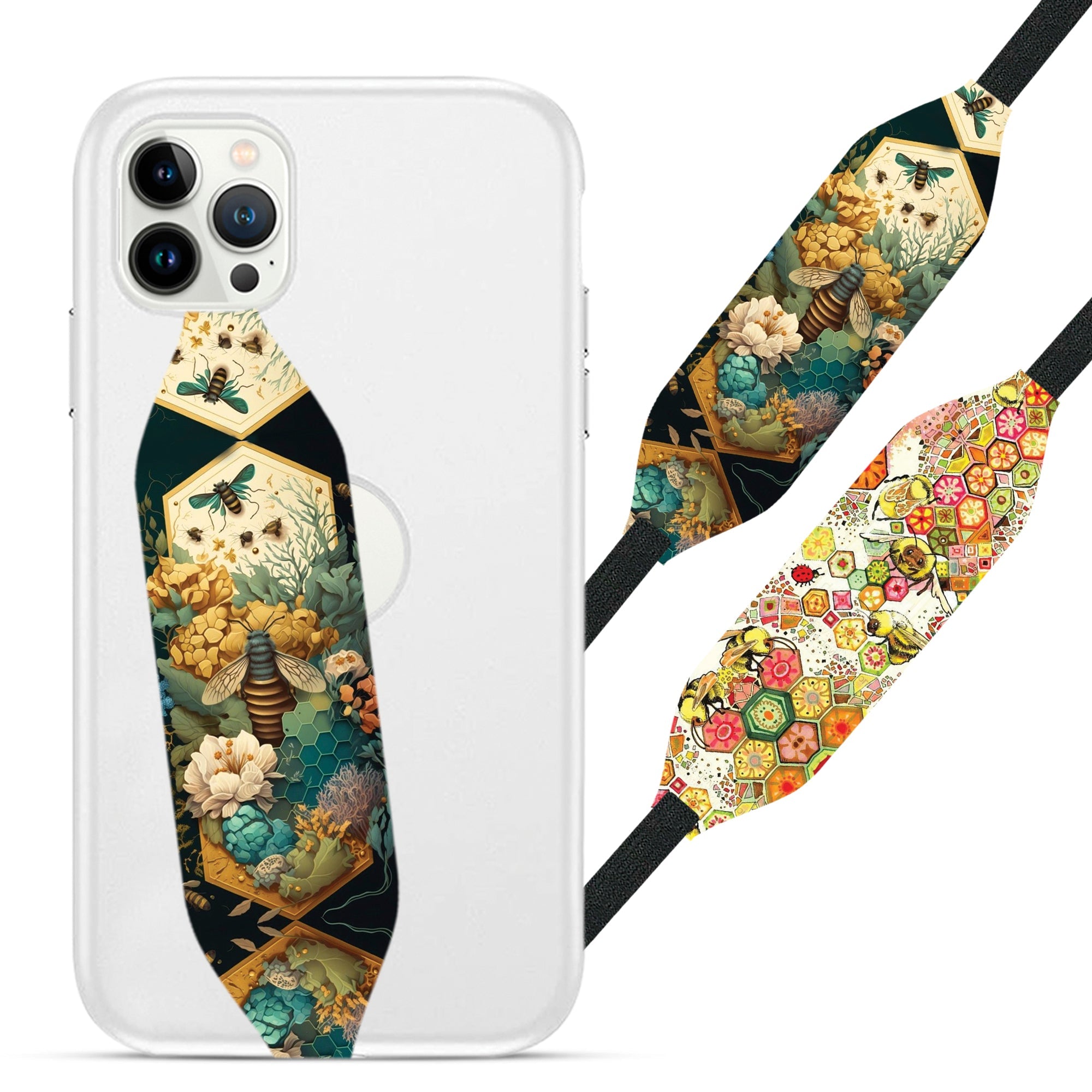 Universal Phone Grip Strap - Bees Pattern