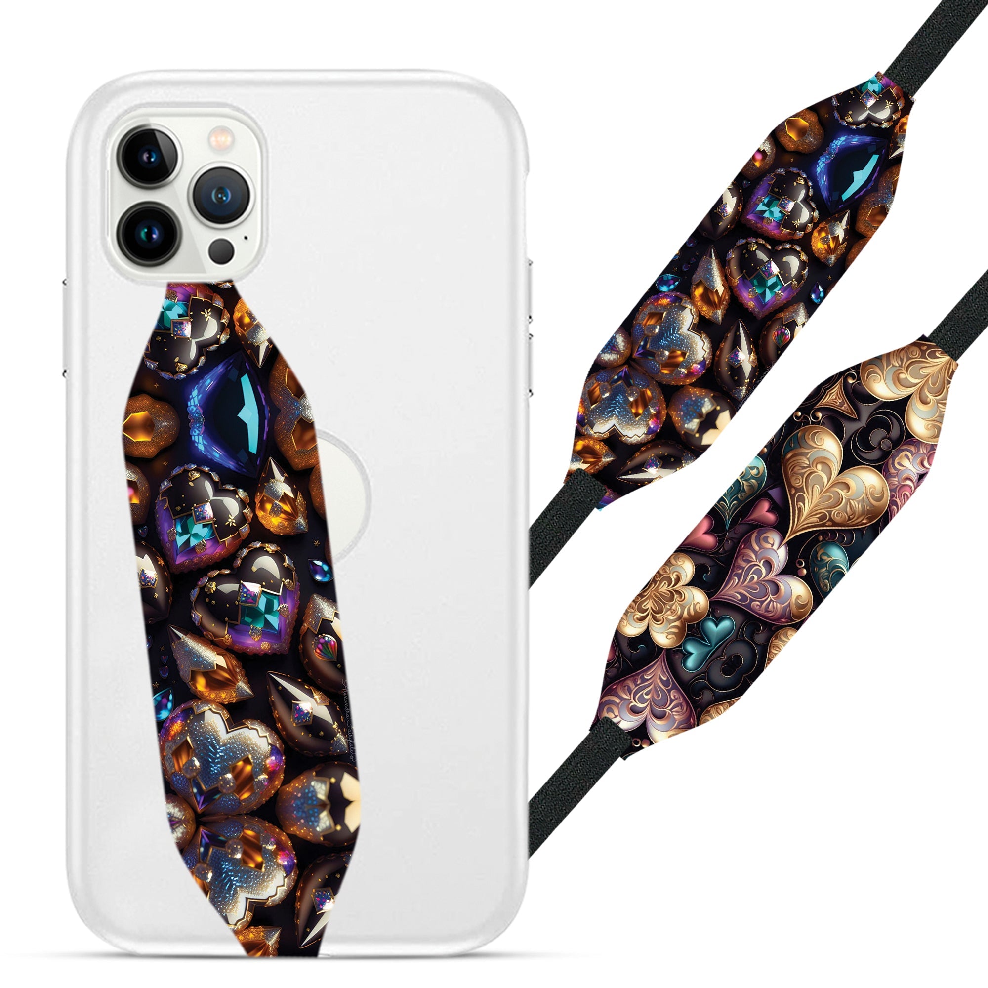 gemstone 3d Render Heart Shapes Grip for phone - Switch Bands 