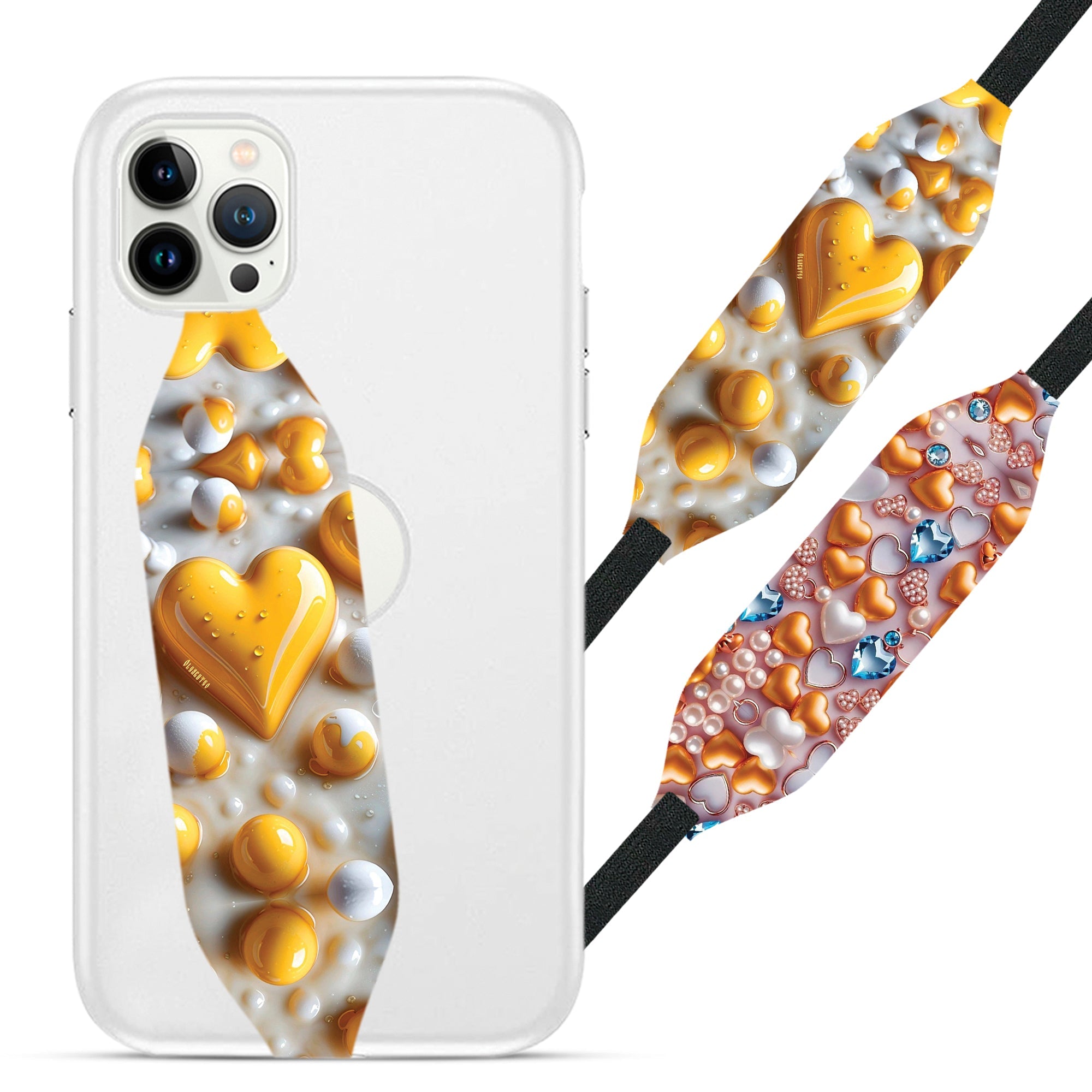 Hearts for a montage light orange light Grip for phone - Switch Bands 