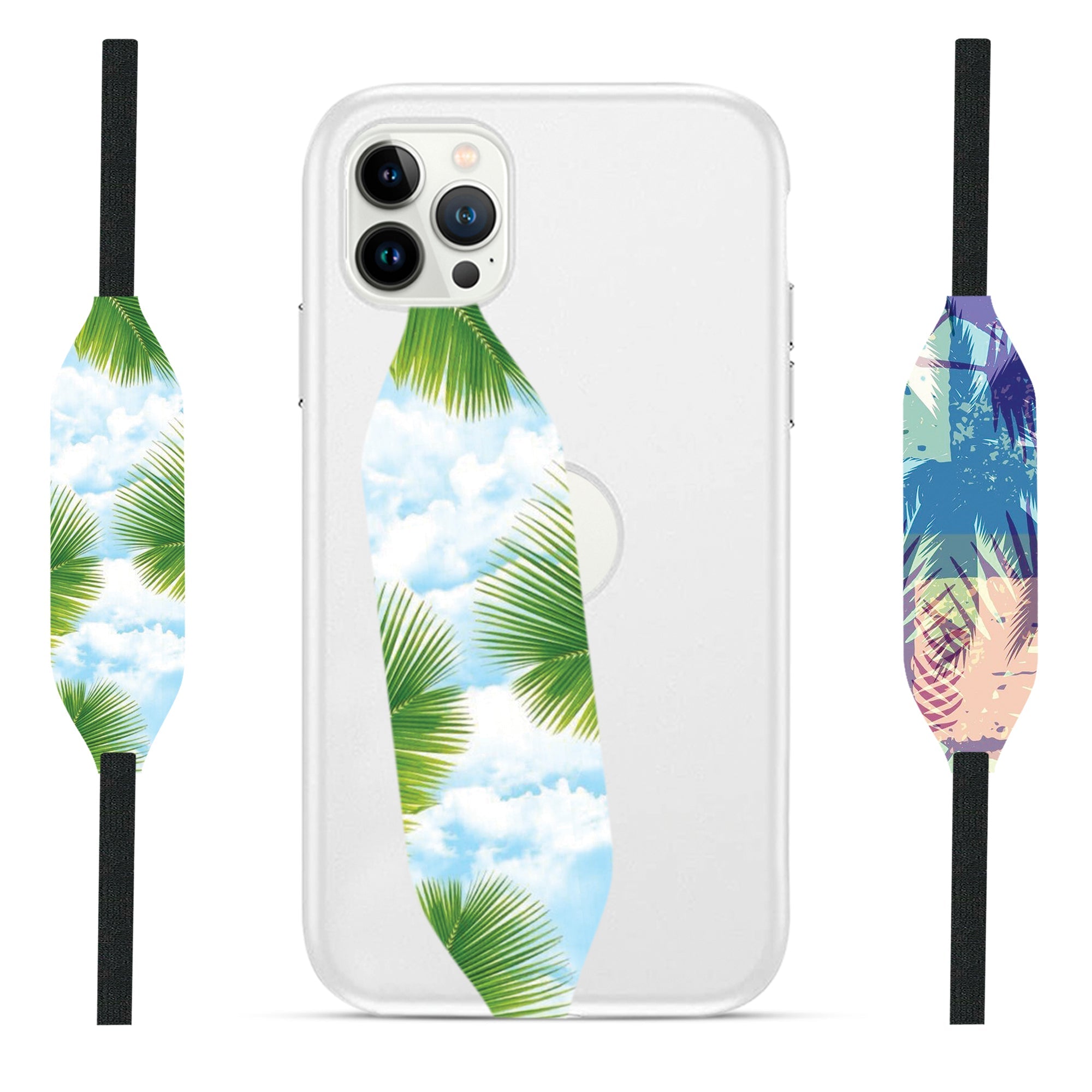 Universal Phone Grip Strap - Aqua Blooms