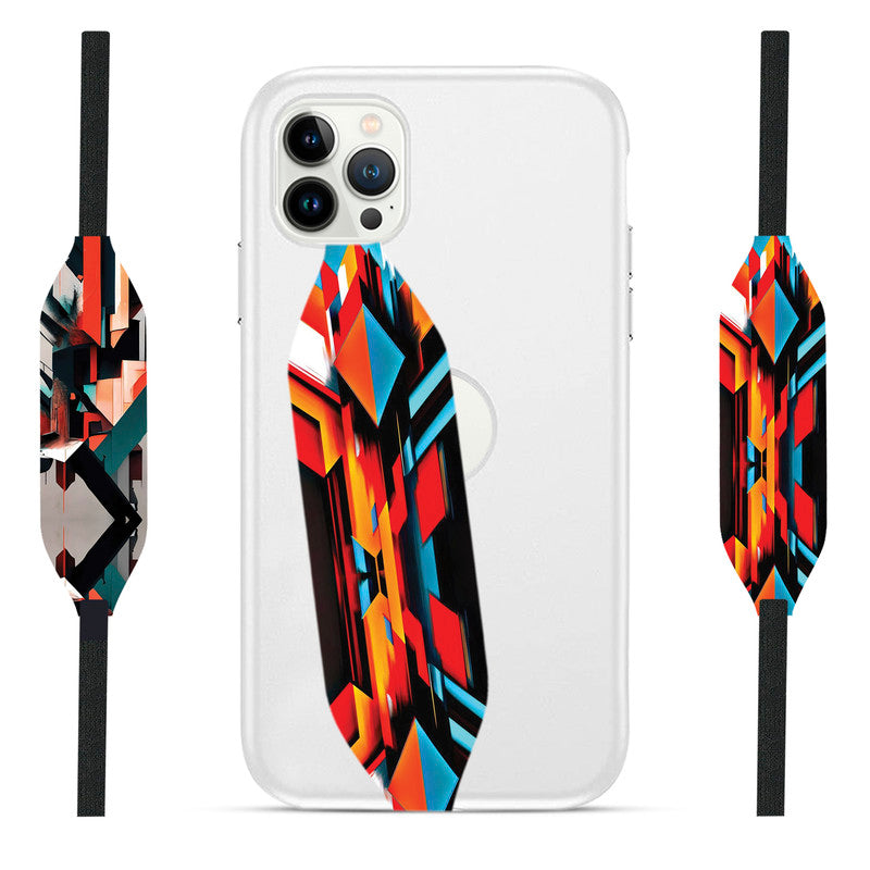 Abstract Racing Stripes With Grey Red And White Blue loopy case strap - Switch Bands