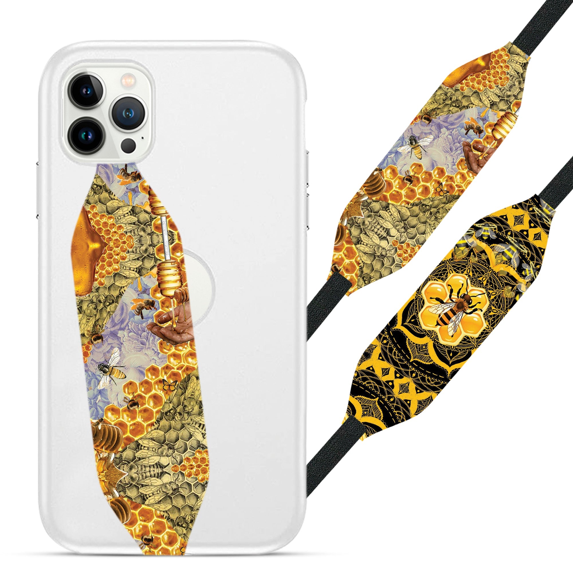 Universal Phone Grip Strap - Bees Pattern