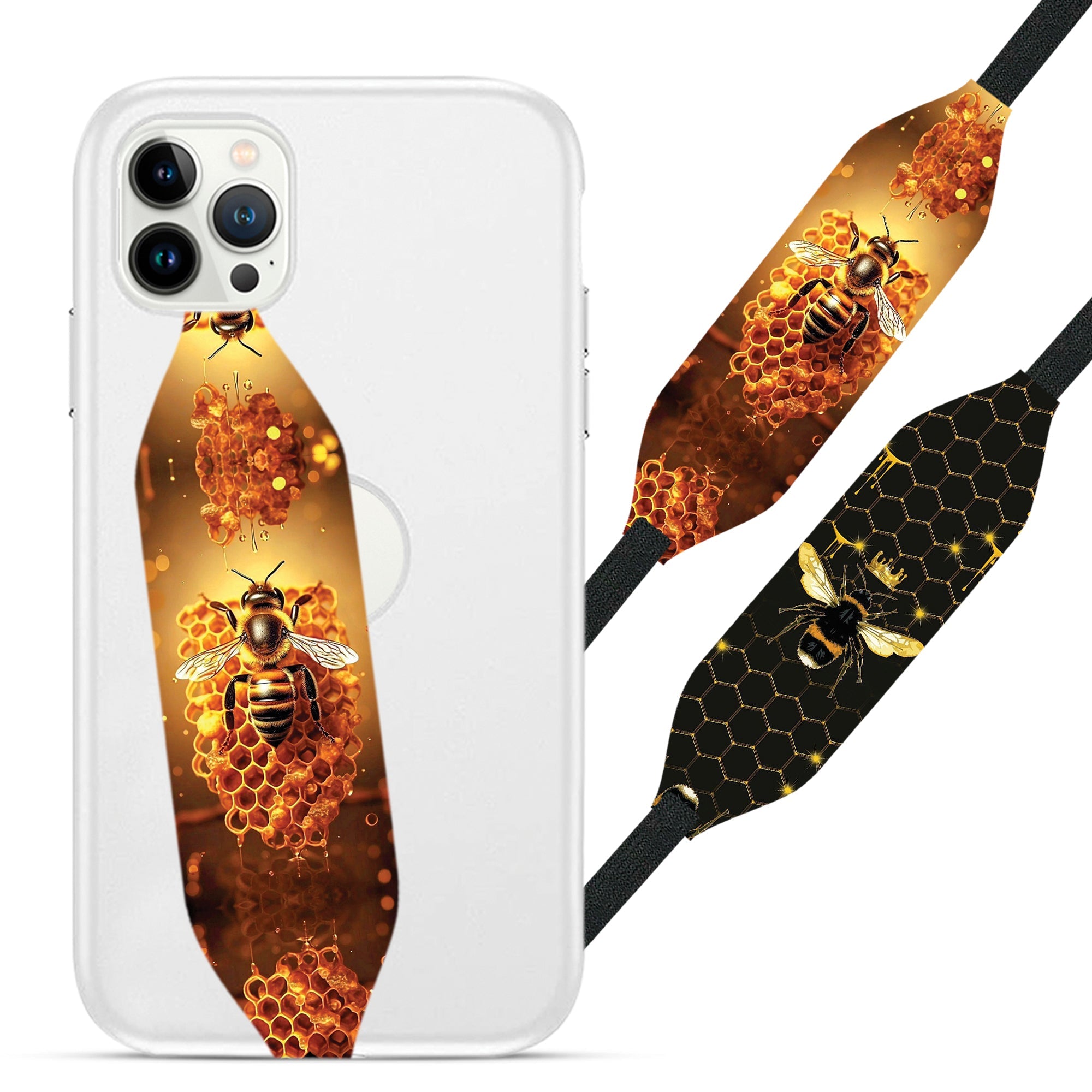 Universal Phone Grip Strap - Bees Pattern