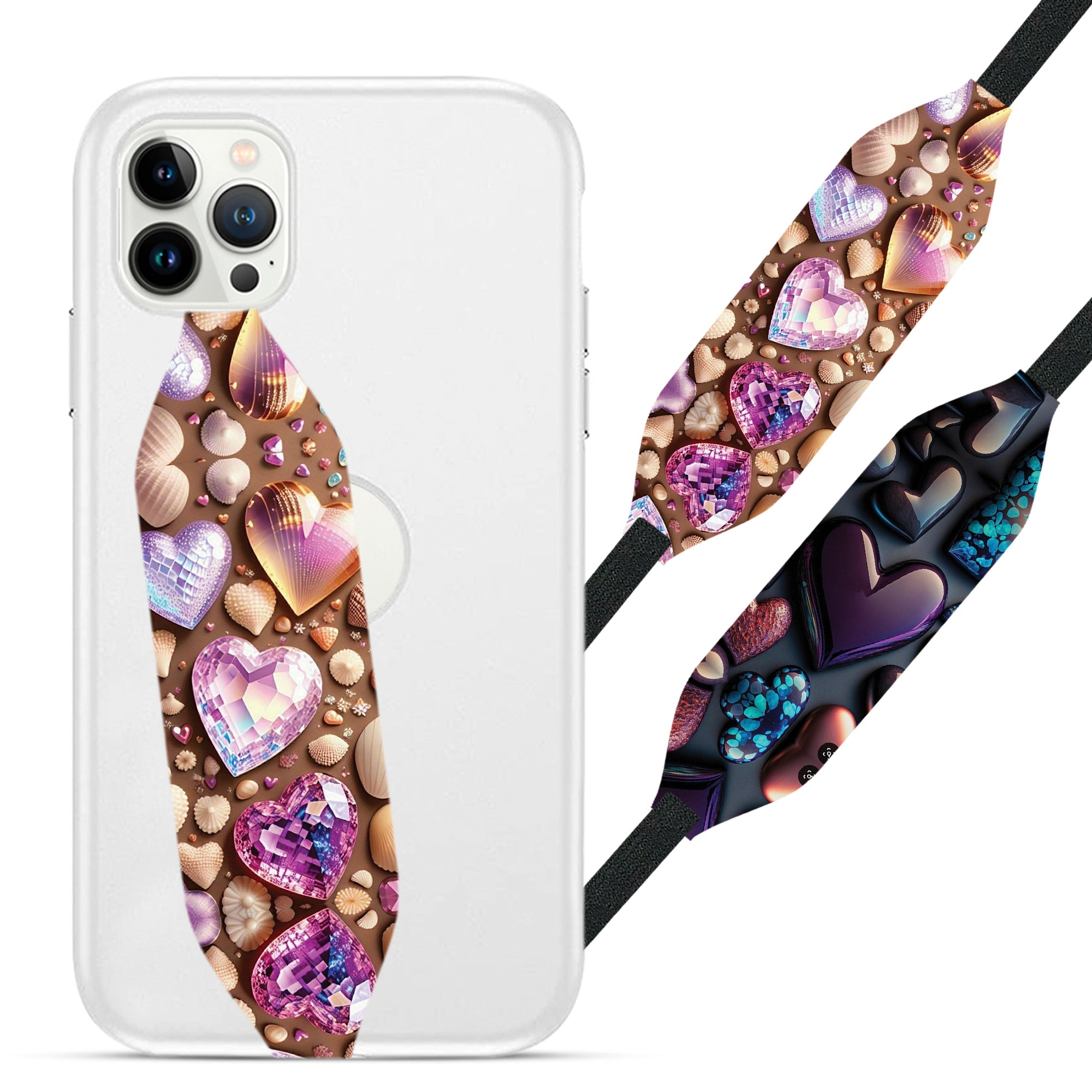 gemstone 3d Render Heart Shapes Phone Grip - Switch Bands