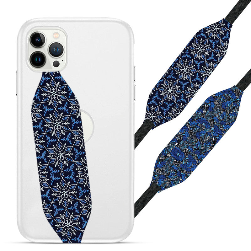 Blue snowflakes Design Phone Grip Strap - Switch Bands 