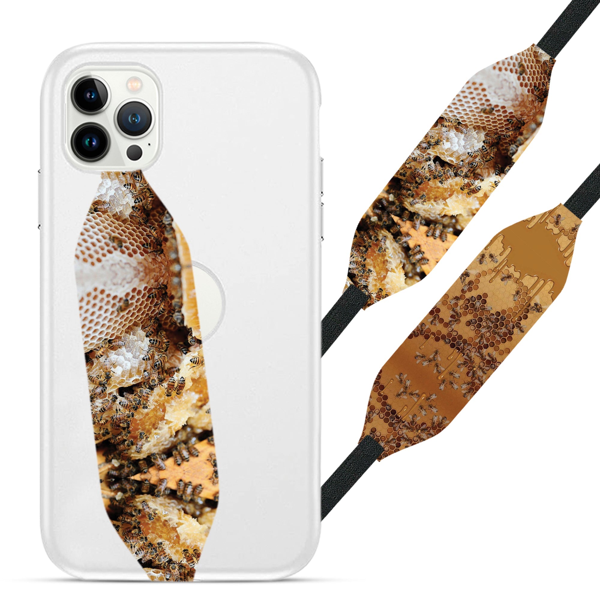 Universal Phone Grip Strap - Bees Pattern