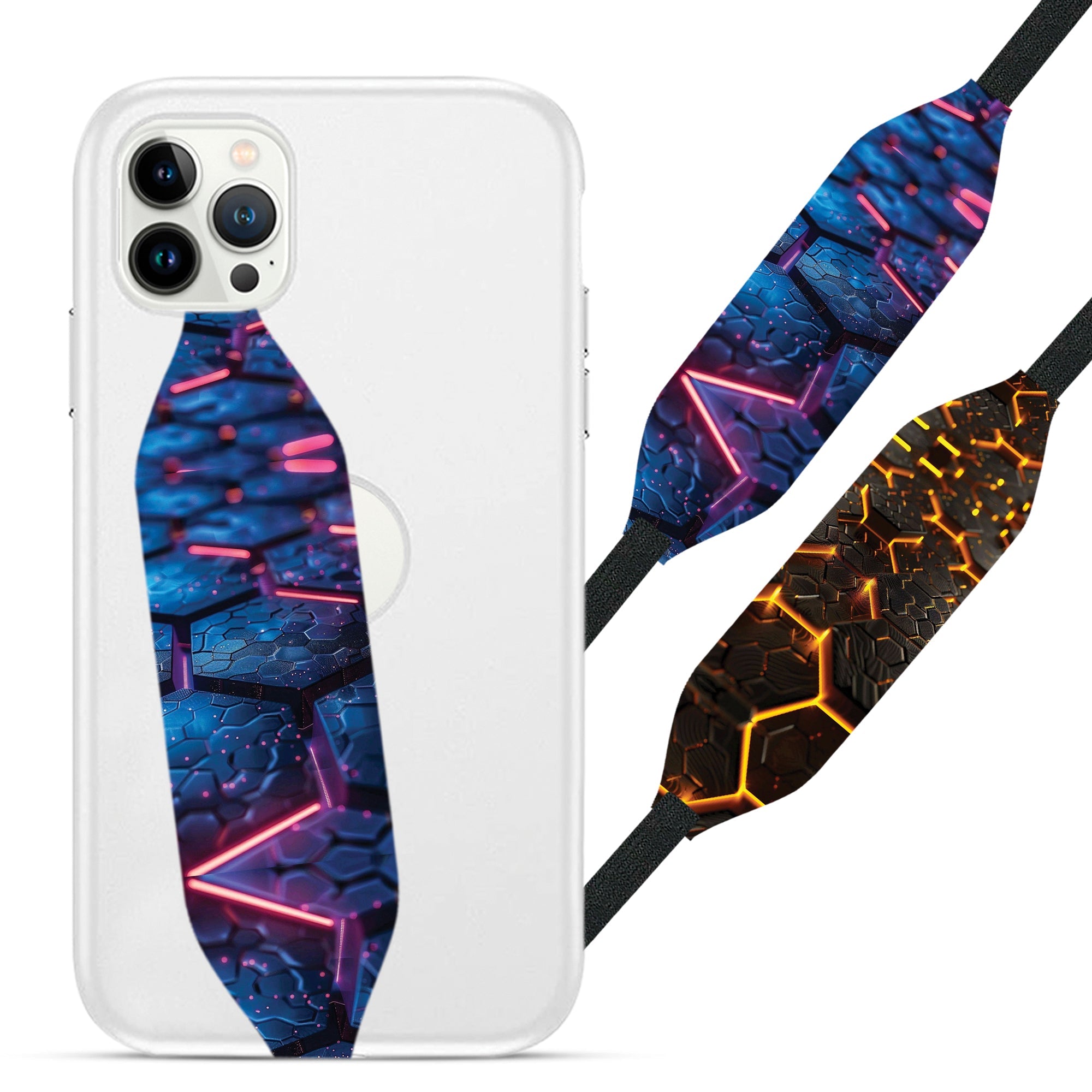 Universal Phone Grip Strap - Neon Cube