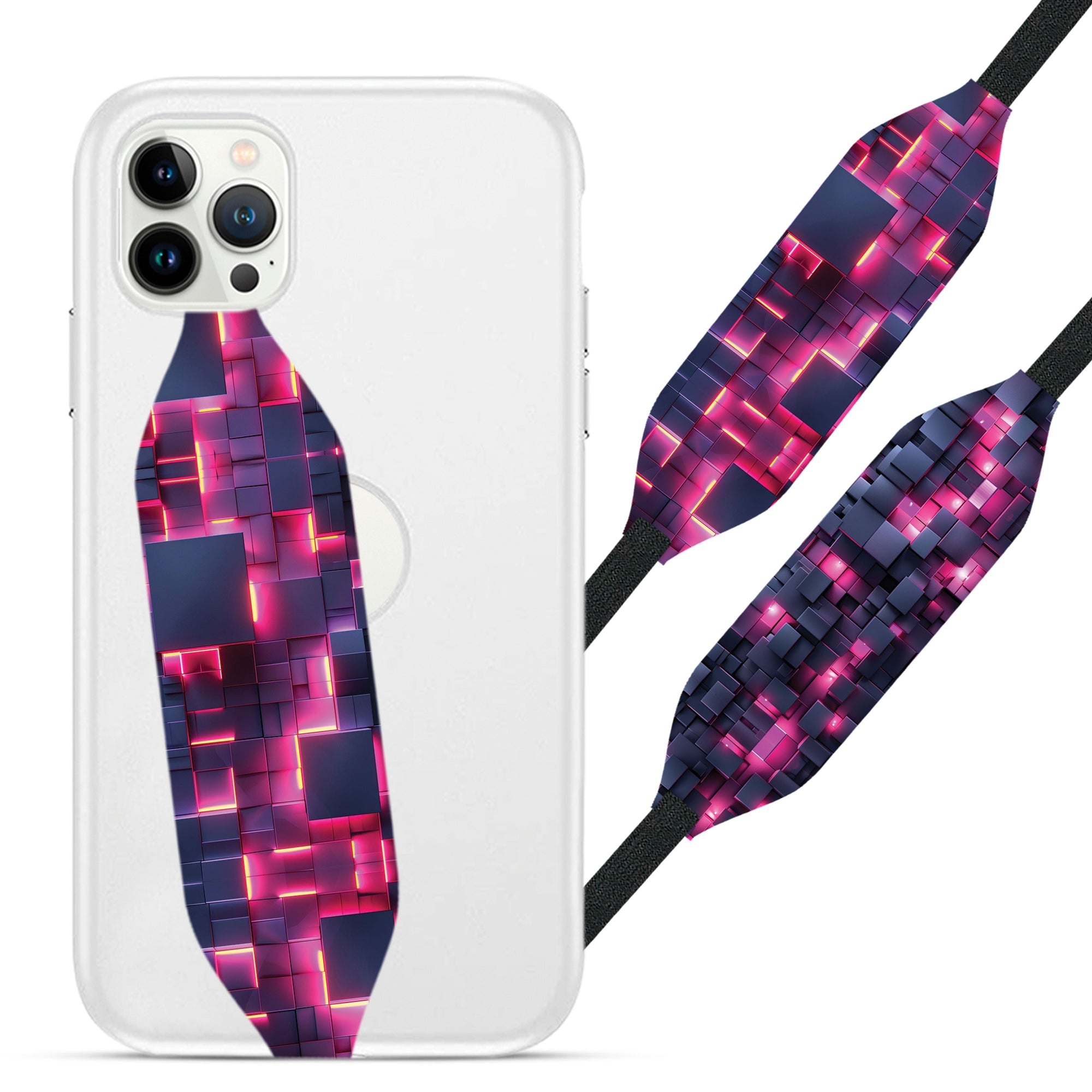 Universal Phone Grip Strap - Neon Cube