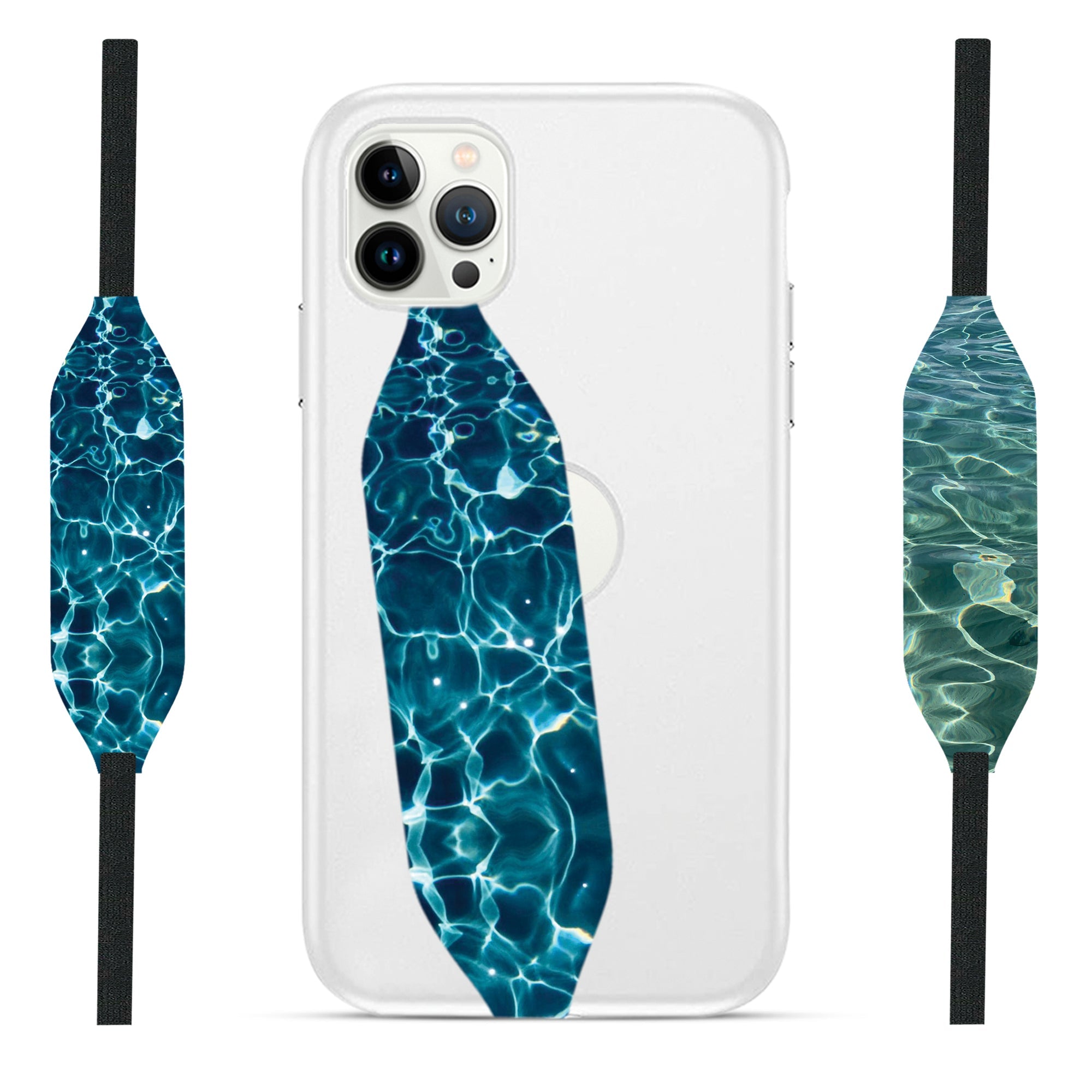 Universal Phone Grip Strap - Aqua Blooms