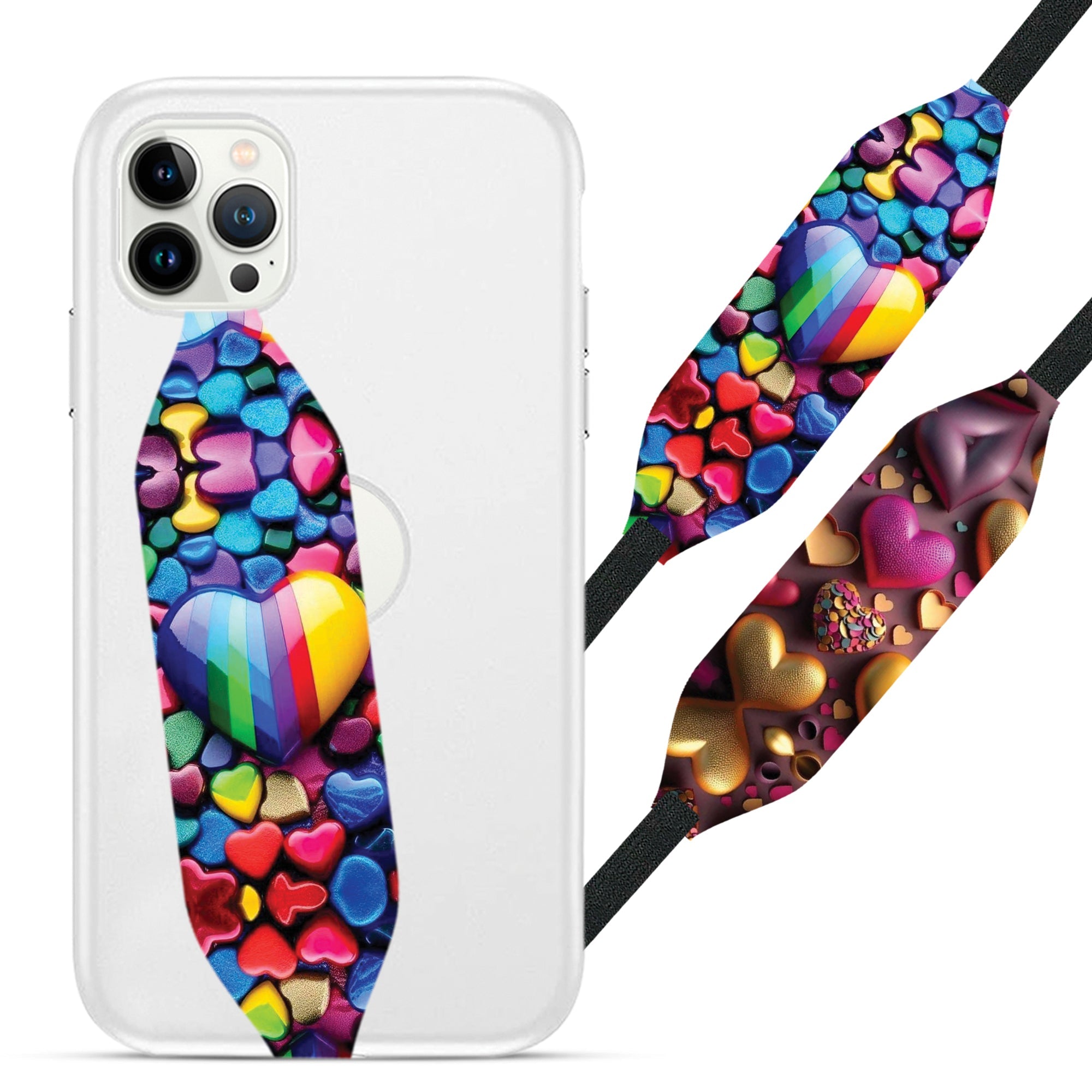 Universal Phone Grip Strap - Colorful Heart