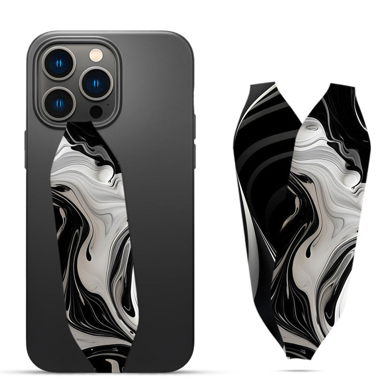 Black, Gray, & White Swirled Strap on Phone Case - Switch Bands 