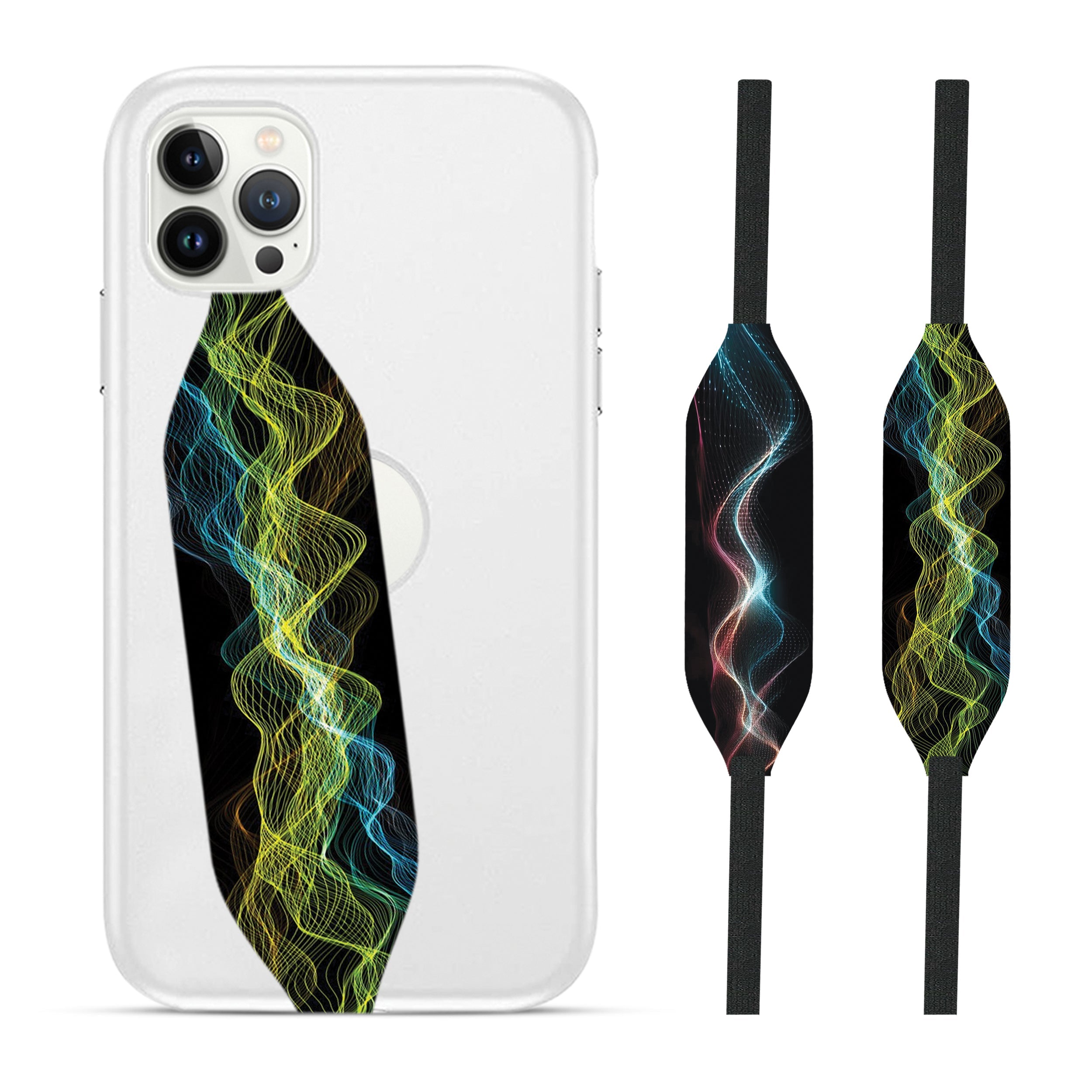 Spectrum Swirl iPhone cover with strap - switch bands 