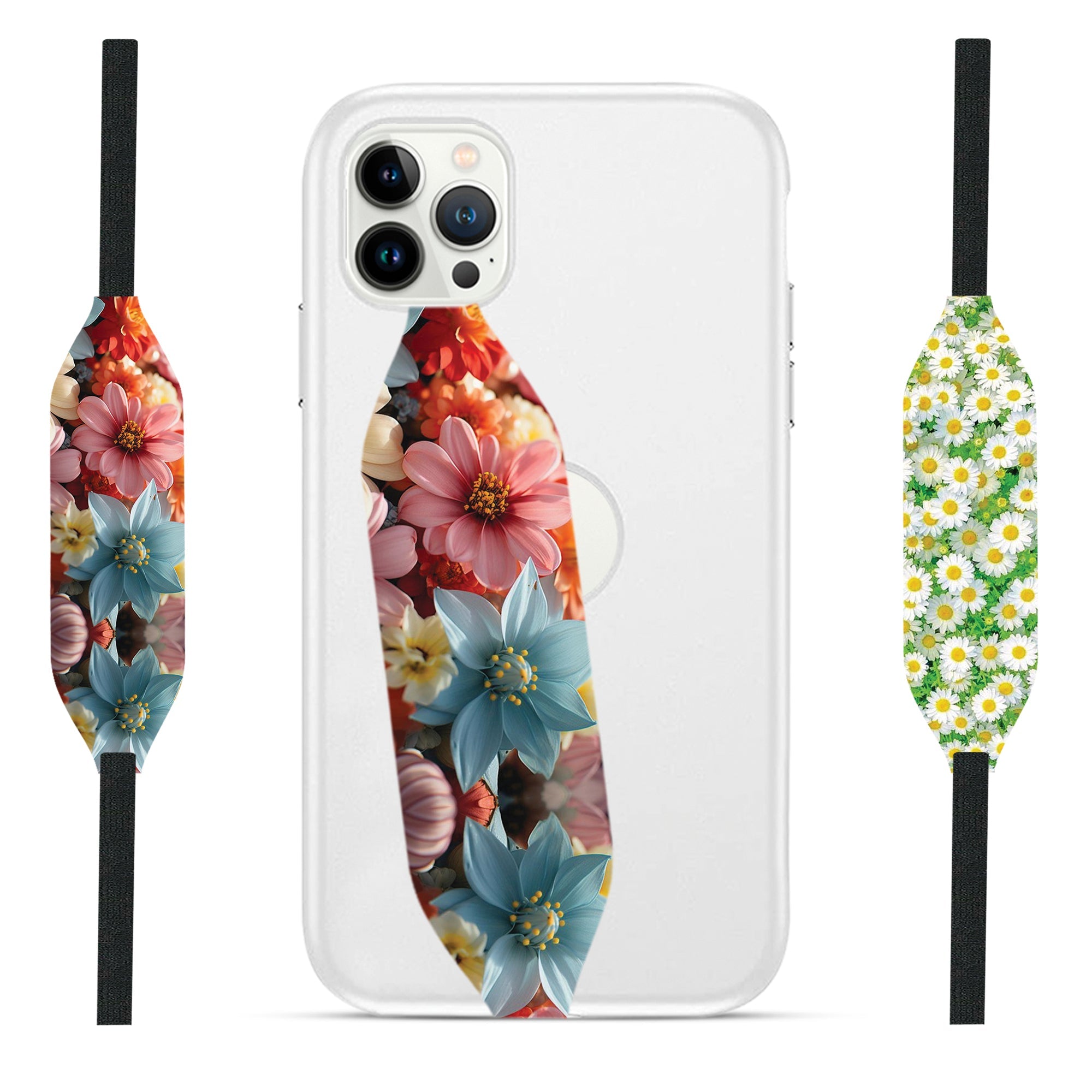 Universal Phone Grip Strap - Aqua Blooms