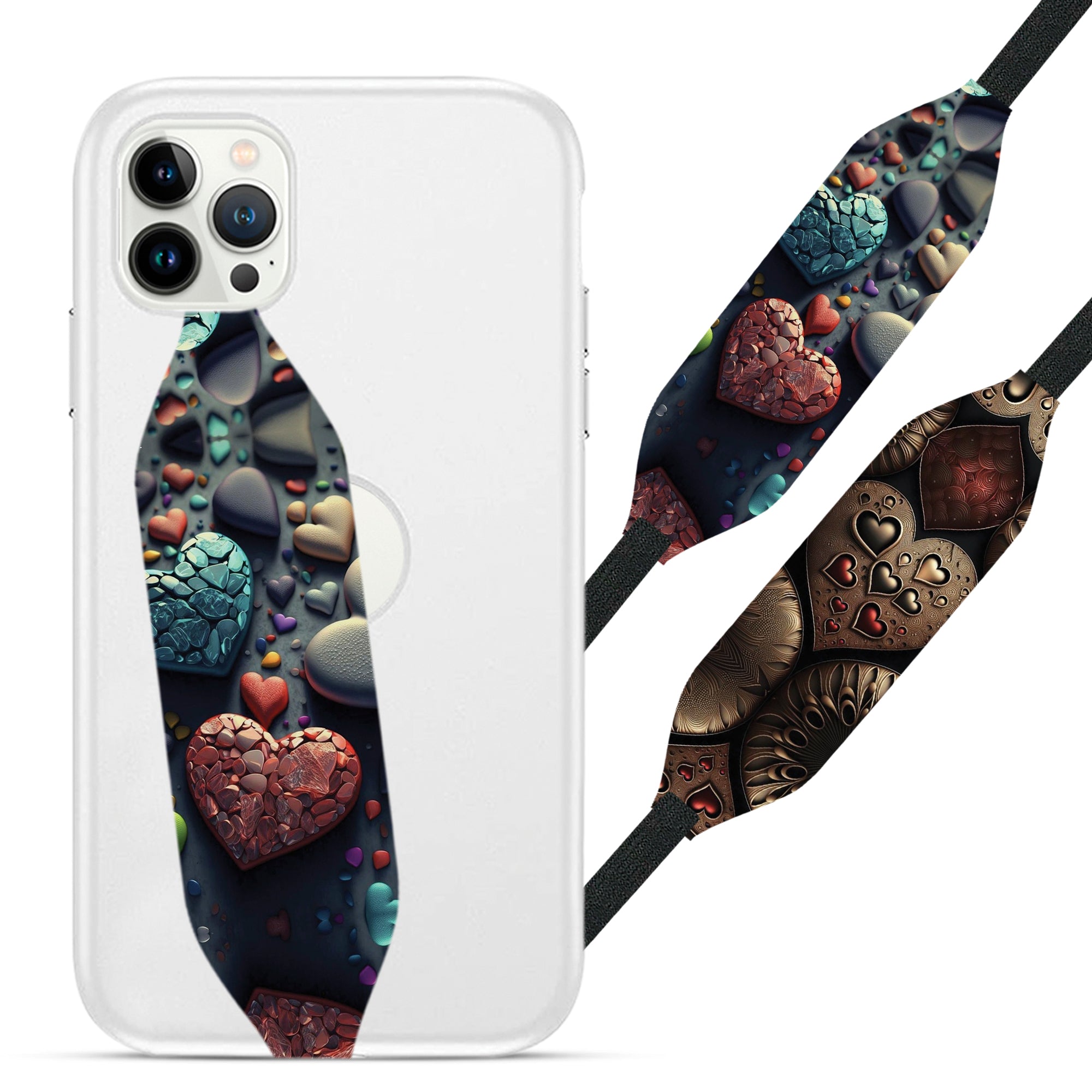 Universal Phone Grip Strap - Colorful Heart