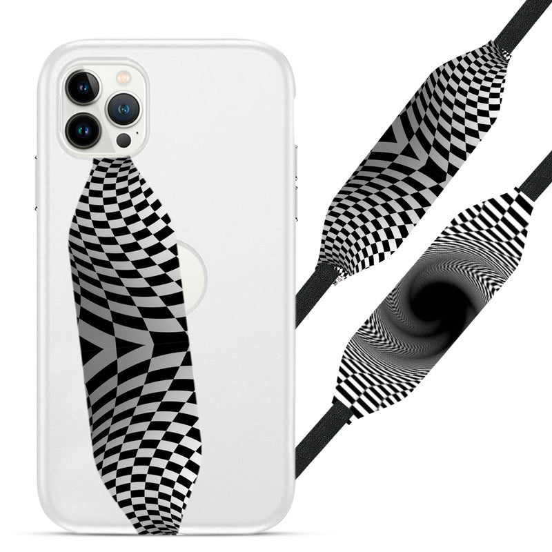 black white abstract wave optical mosaic Loop Phone Case - Switch Bands 