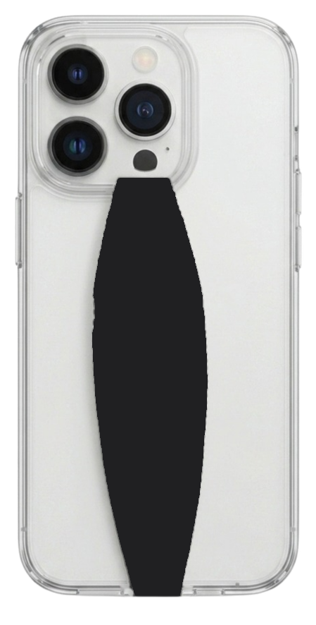 Clear iPhone case with a Switchbands grip strap showing your logo