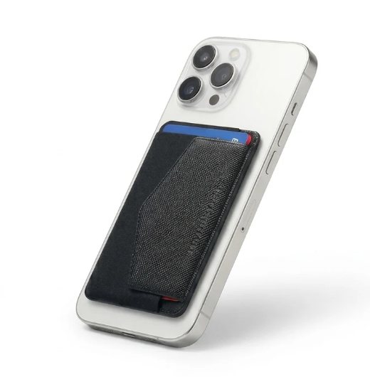 Black stick-on phone wallet
